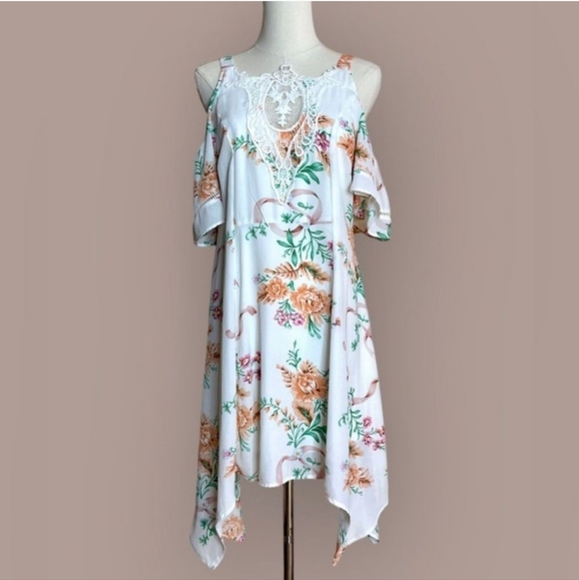 Disney Beauty and The Beast Floral Cold Shoulder Dress - Picture 2 of 11